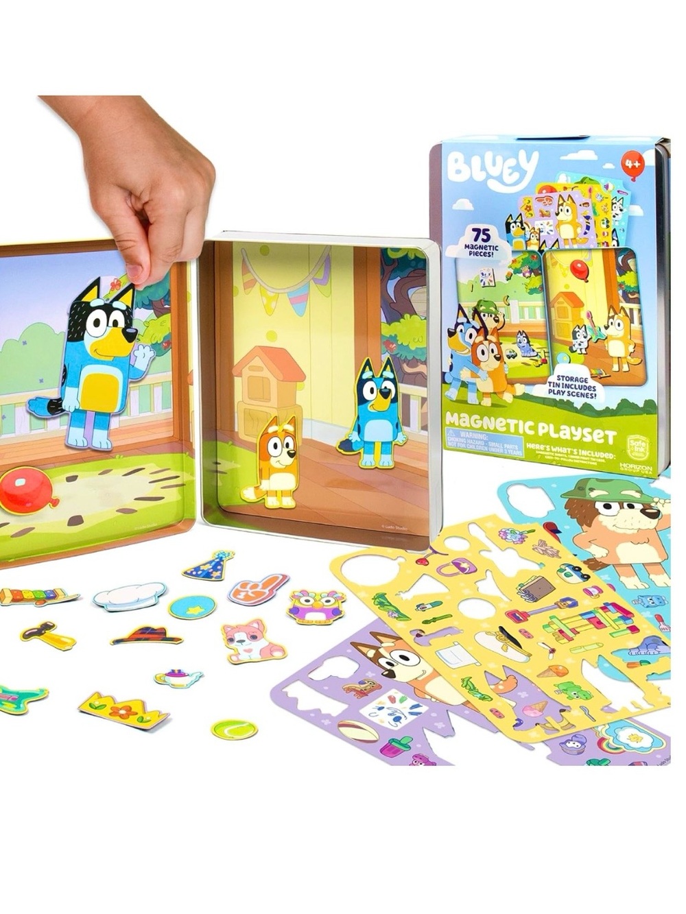 Bluey Magnetic Playset with Storage Case 75 Punch-Out Characters & Items *NEW*